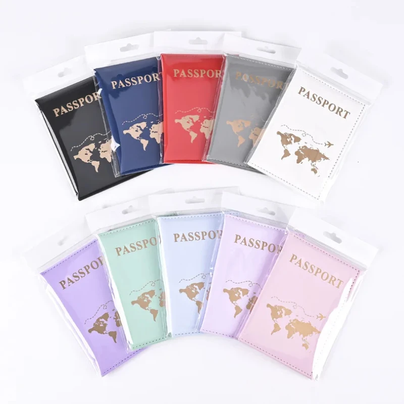 Leather Passport Cover - Fashion Passport Protective Cover World Pattern