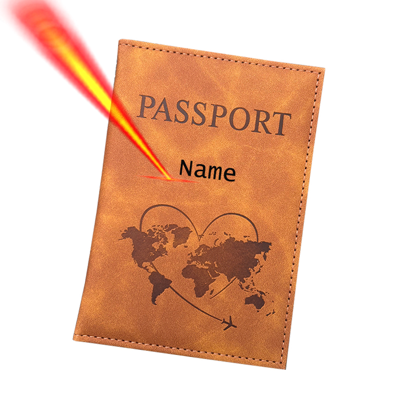 Leather Passport Cover - Personalized Name Passport Holder Travel Wallet