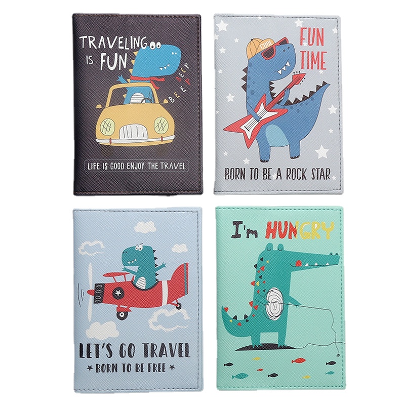 Cartoon dinosaur printed Passp - Leather Passport Cover ulasan dan harga