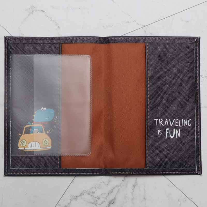 Cartoon dinosaur printed Passp - Leather Passport Cover ulasan dan harga