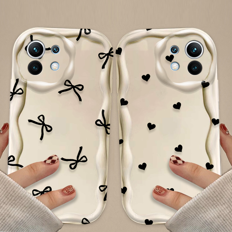 Black Bowknot love Heart Case  - Xiaomi Poco X6 ulasan dan harga